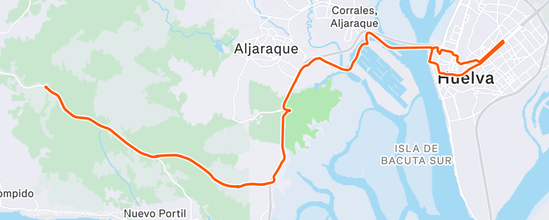 Map of the activity, Bicicleta por la tarde