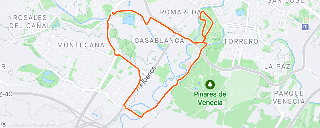 Map of the activity, Día 74. 50’ post maratón