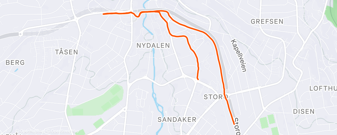 Map of the activity, Evening Run