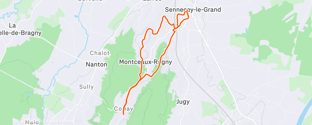 Map of the activity, Course à pied le matin