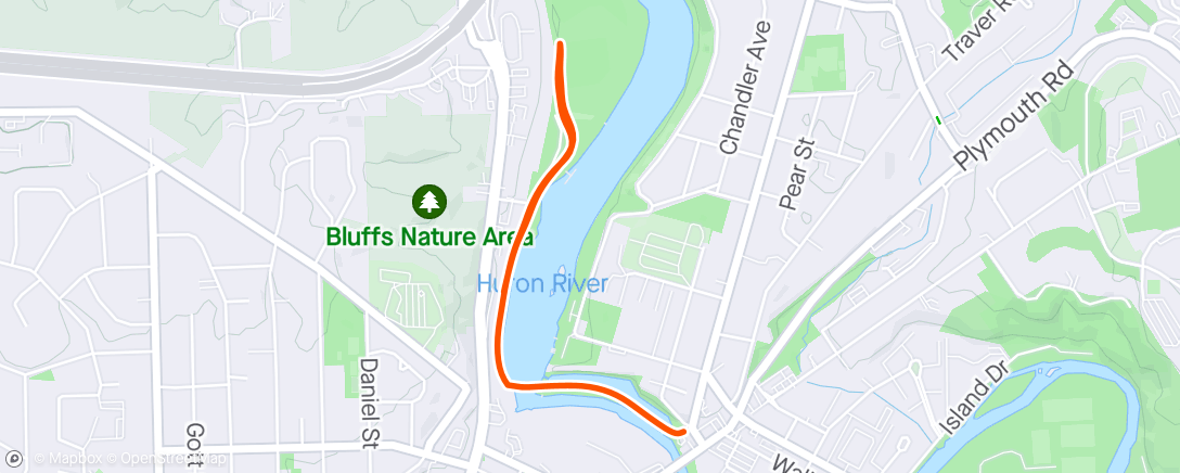 Map of the activity, Afternoon Run, trying my patience