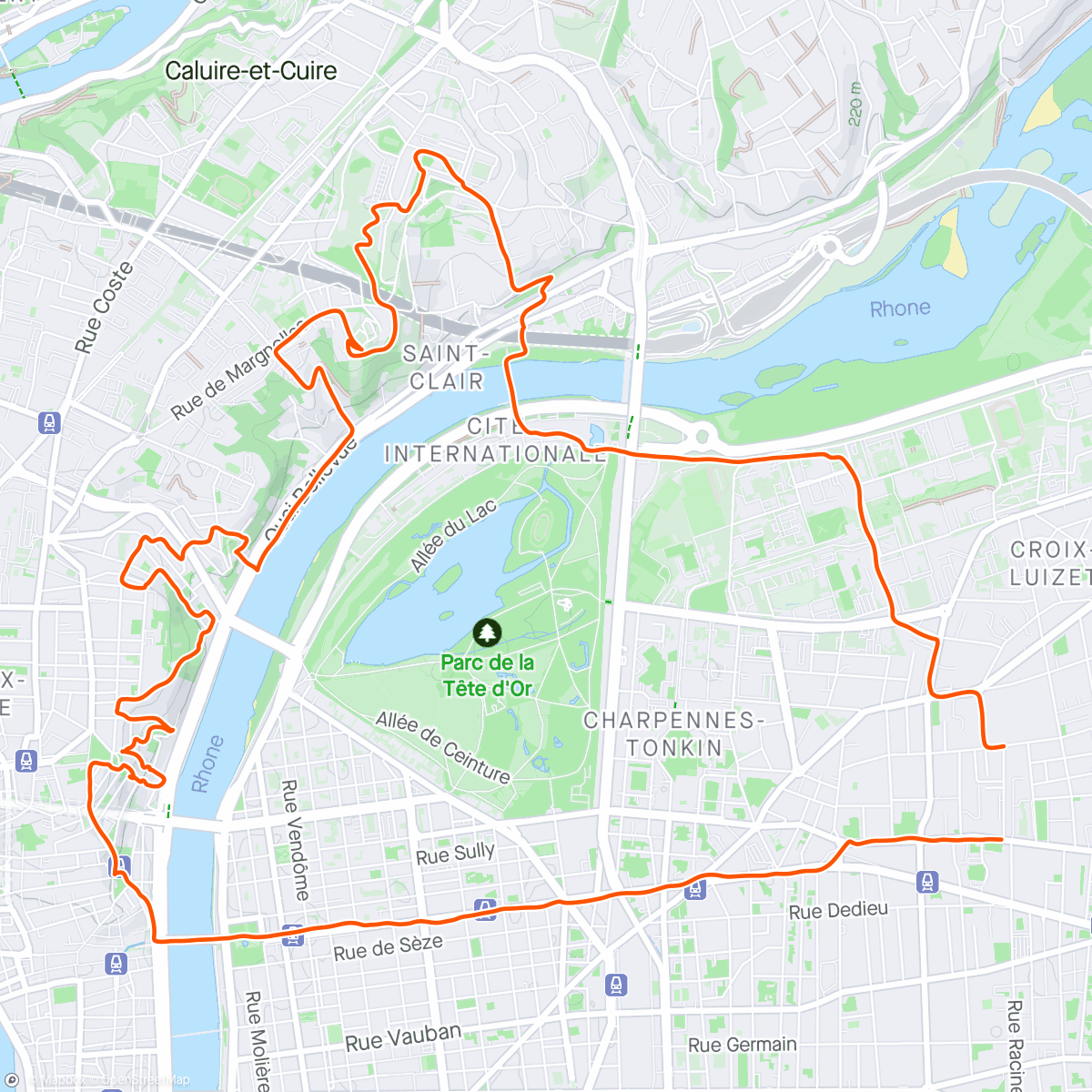 Map of the activity, Urban trail