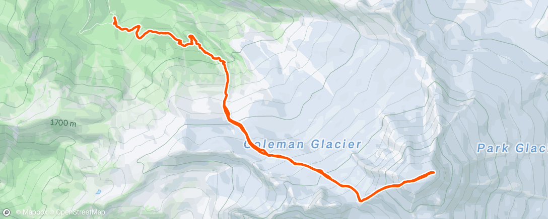 Map of the activity, Baker summit and hike out