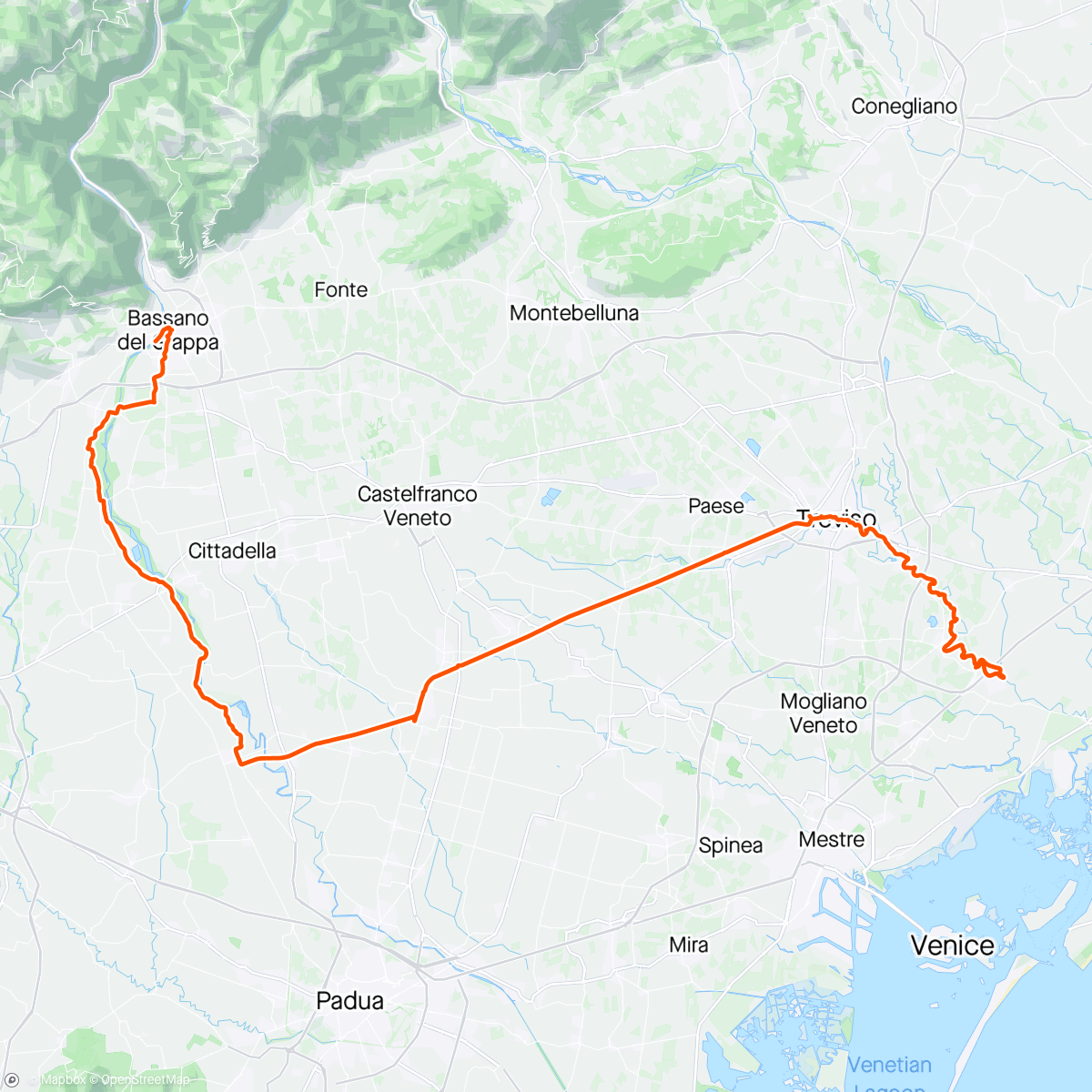 Map of the activity, Sessione di gravel biking all’ora di pranzo Quarto d'Altino, Veneto ☀️