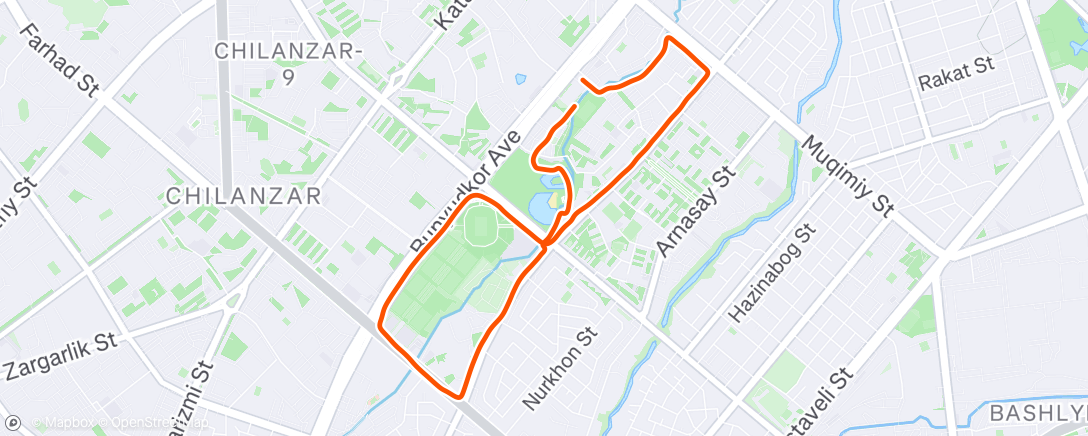 Map of the activity, Evening Run