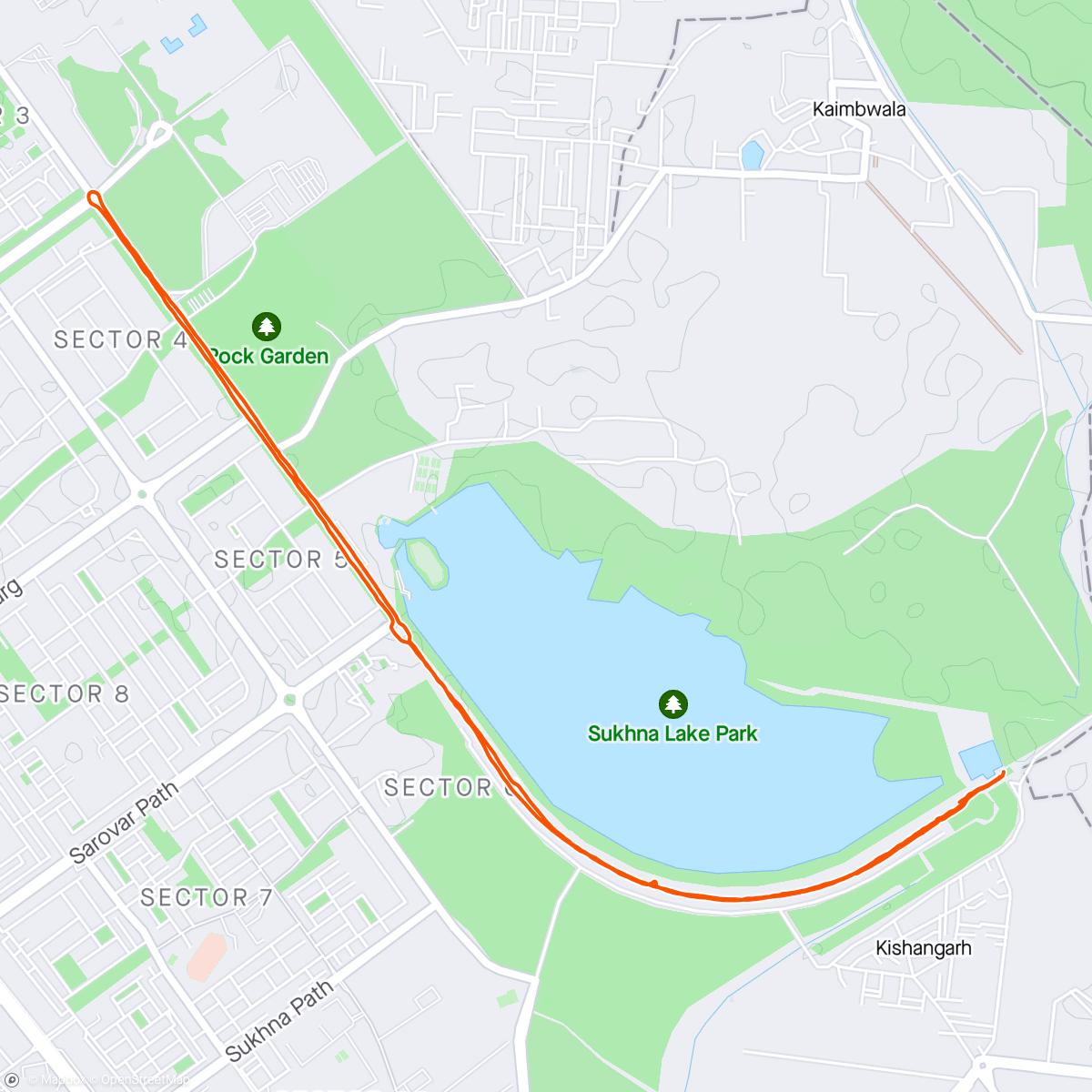 Map of the activity, Morning Run - 1.61K WU Jog 🏃‍♂️🏃‍♂️ + 2:30/2:30 x 7 Speed Repeats 🏃‍♂️🏃‍♂️ + 1.61k CD Walk🚶🏻‍♂️🚶🏻‍♂️