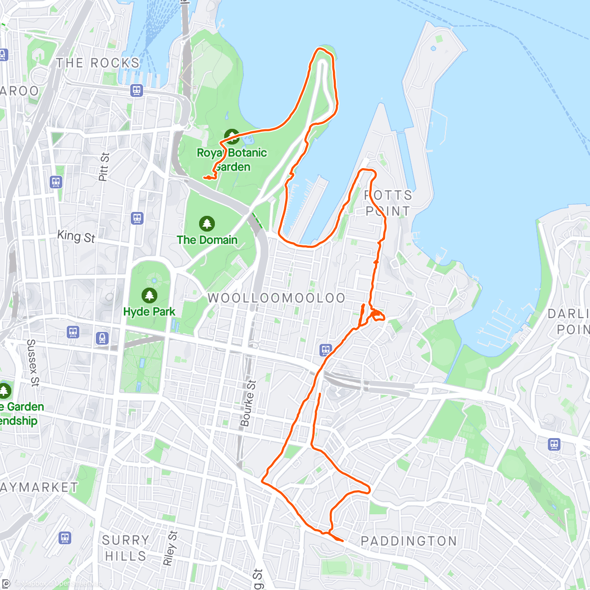 活动地图，Sydney exercise on foot.