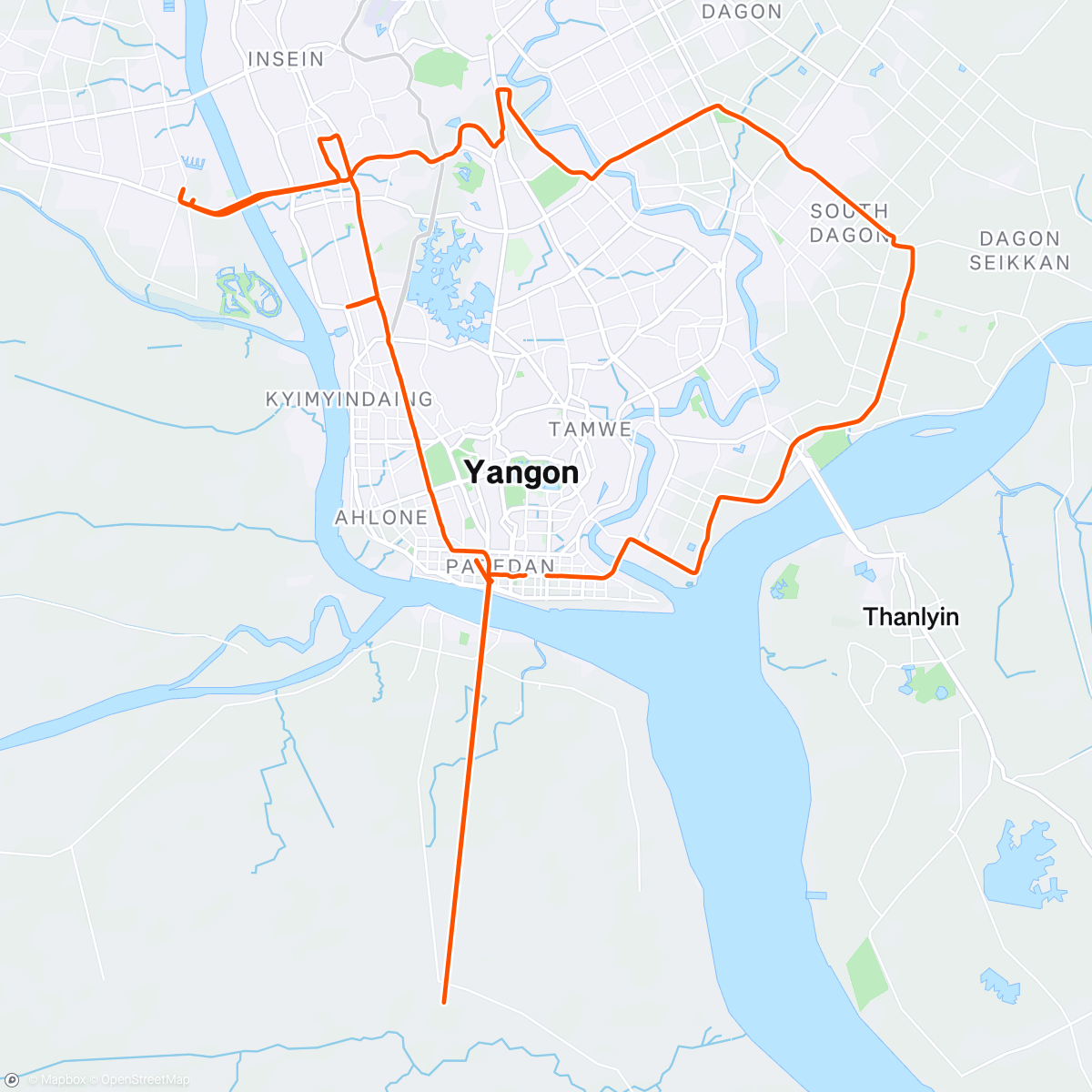 Map of the activity, Around city morning ride