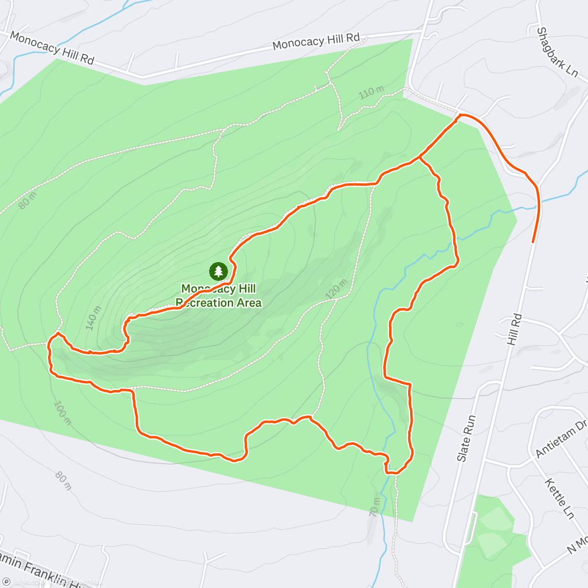 Map of the activity, Afternoon Hike