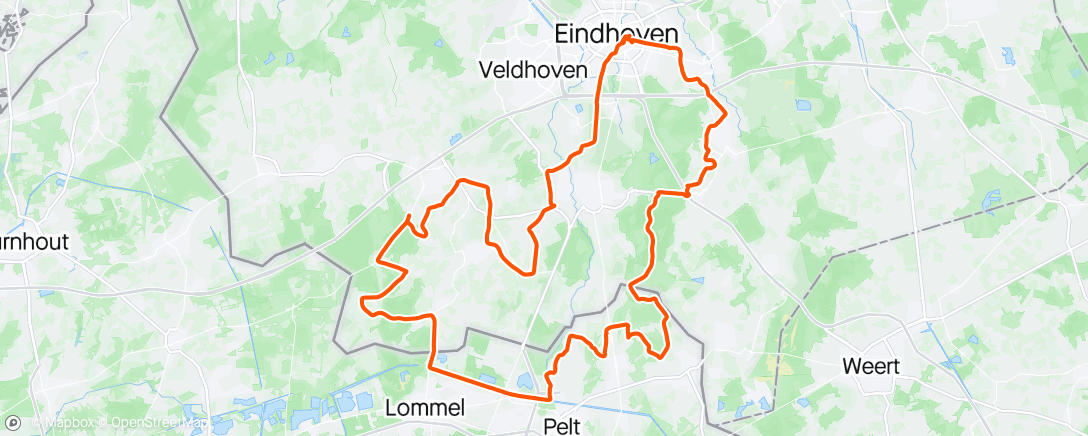 Map of the activity, Rondje Eindhoven en klein stukje Belgie