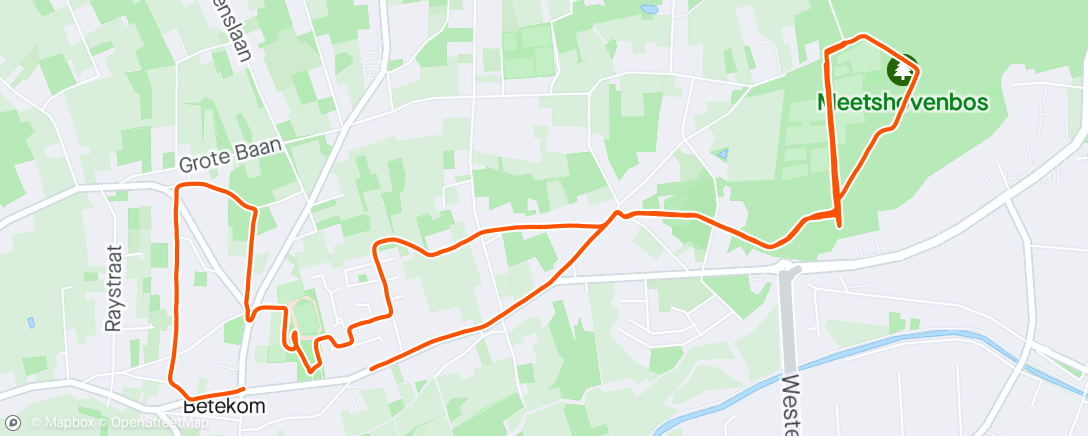 Карта физической активности (ROBA A: Verlengde versnellingen in de Dreef.
- 30’ los.
- 9x400m(+15m) / T:1:36.)