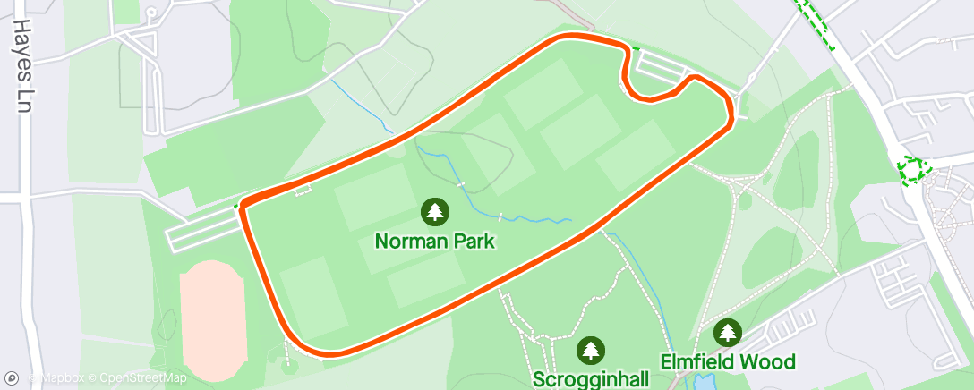 Map of the activity, Bromley ParkRun No.144 first sub 23:00 with A&O