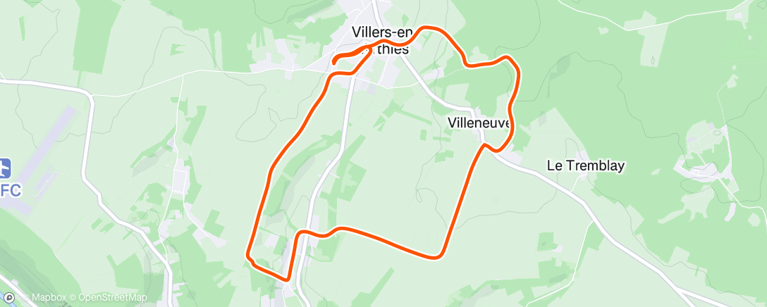 Map of the activity, Course à pied dans l'après-midi