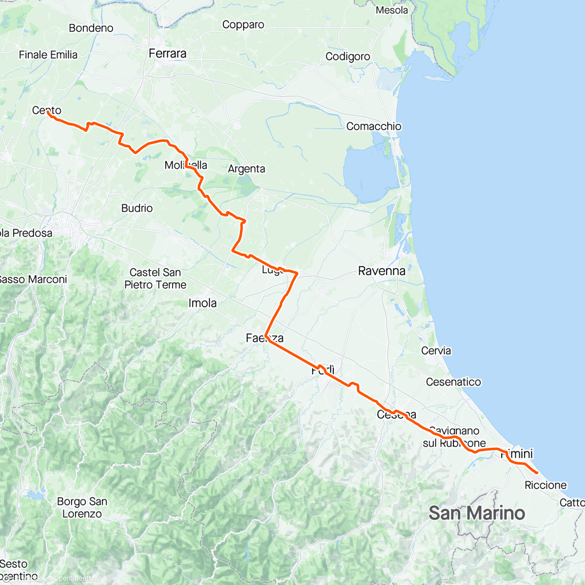 Map of the activity, 13 tappa Giro
