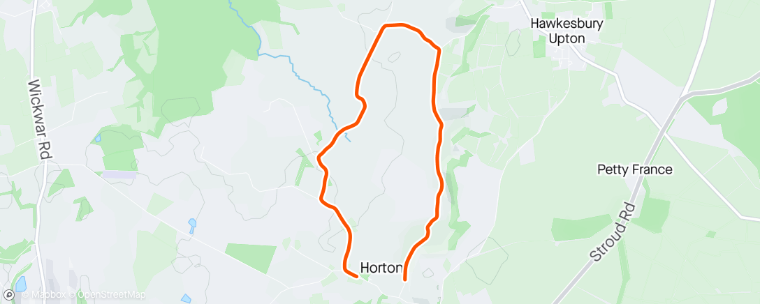Map of the activity, Horton Bull run with Harry