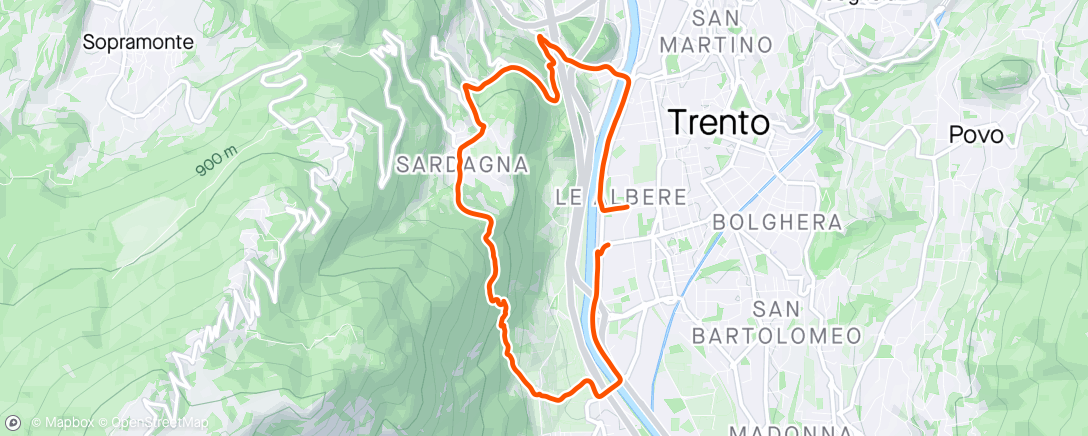 Map of the activity, Sardagna loop (con spavento)