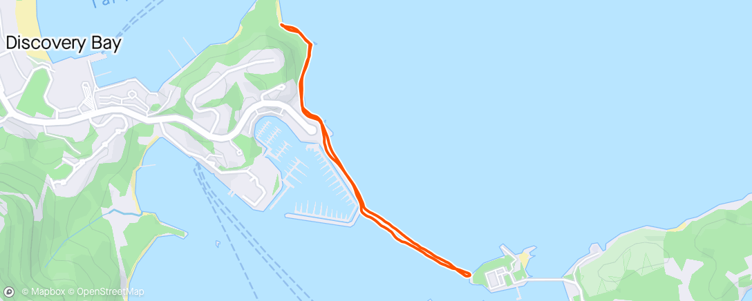 Map of the activity, DB - Peng Chau - DB (plus coasteering to & from swim)