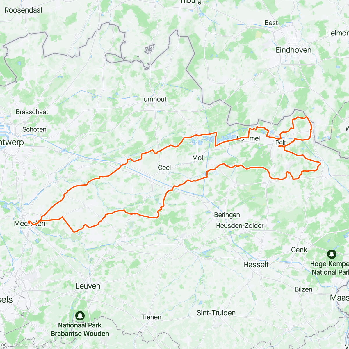 Map of the activity, KOTK met als gastrijder de enige echte Lelie, de volle 125km gefietst met als eindconclusie. De 27km/u zou ook wel gelukt hebben 😨
