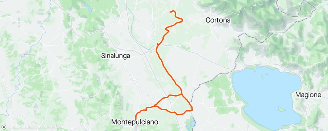 Mappa dell'attività Road Venge: Creti-Oppiello-Chianacce-Bivio Pozzuolo-Acquaviva-Montepulciano-Nottola—Chianacce-Creti-Capannacce-Back