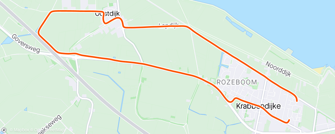 Карта физической активности (Avondloop. Oranjeloop Krabbendijke. 
Heerlijk vlak gelopen. Na 2 marathon's voelen de benen echt nog super aan)