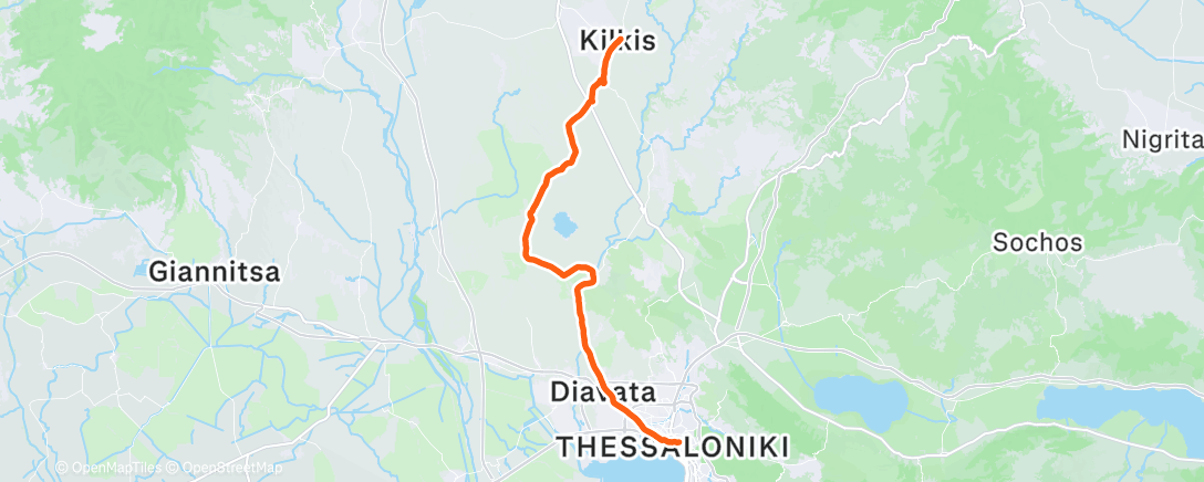 Map of the activity, Kilkís - Thessalonique
