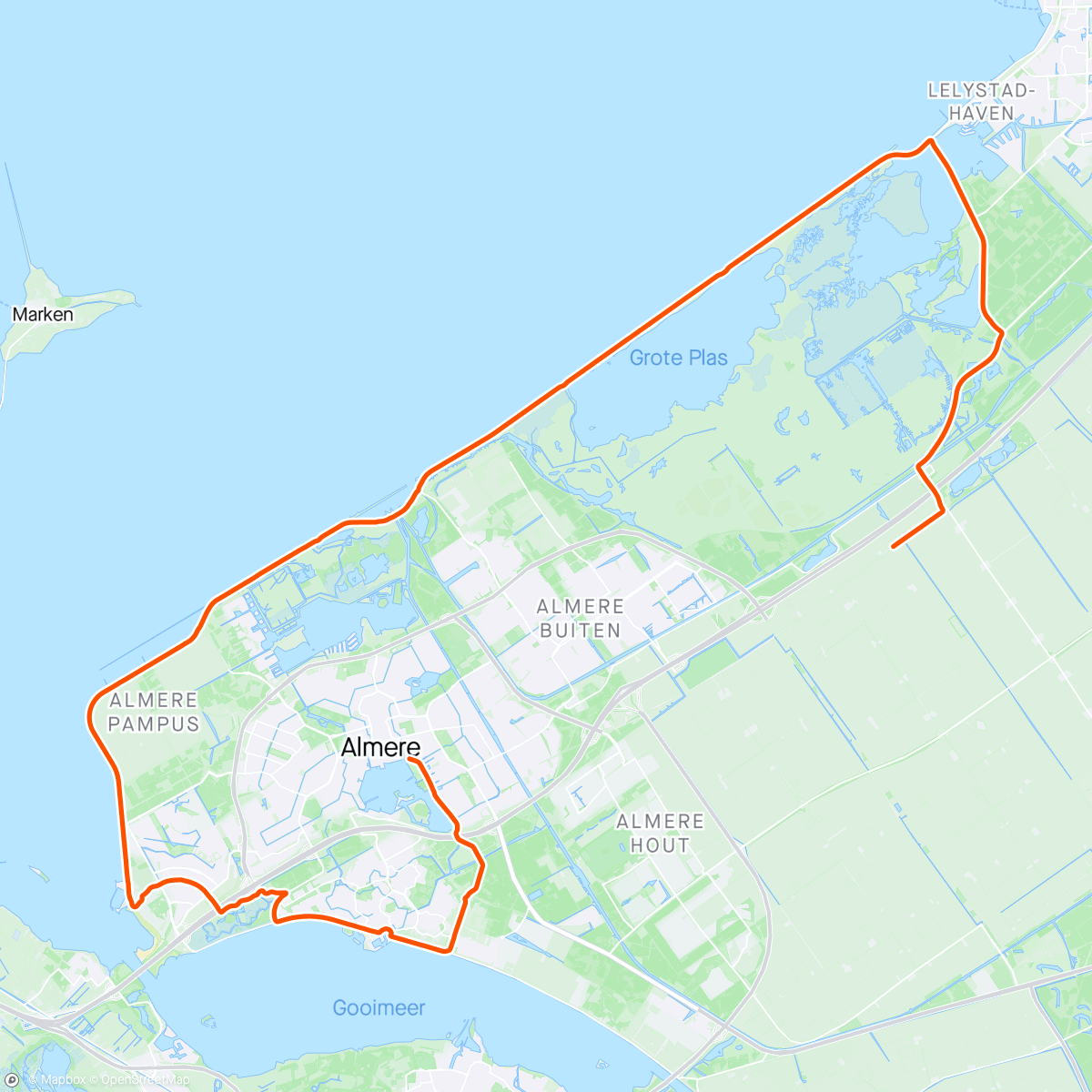 Map of the activity, ROUVY - Challenge Almere - Amsterdam | Netherlands 54 km