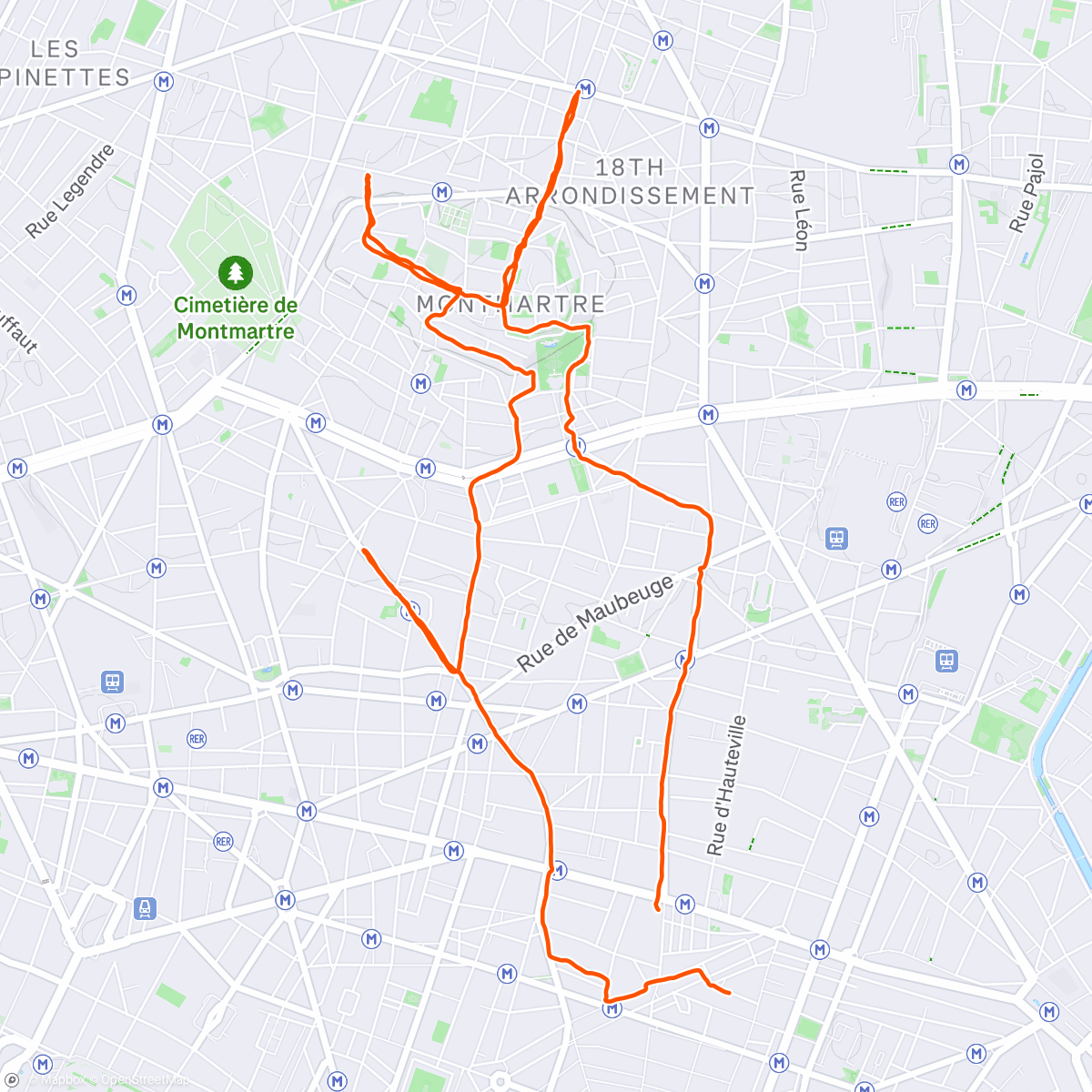 Map of the activity, Montmartre 1v1