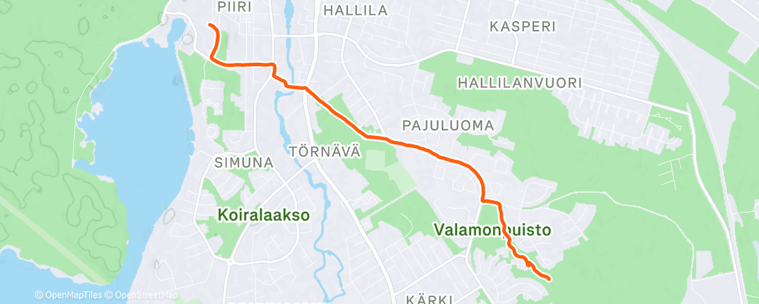 Map of the activity, Afternoon Run