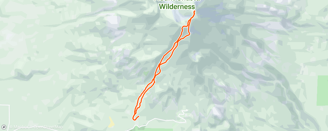 Map of the activity, Mt Shasta! Over 7,000’ ski descent and most of it was dreamy corn