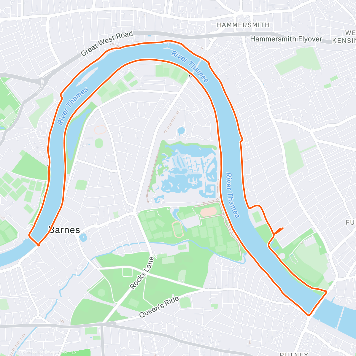 Карта физической активности (Morning Run around river Thames)
