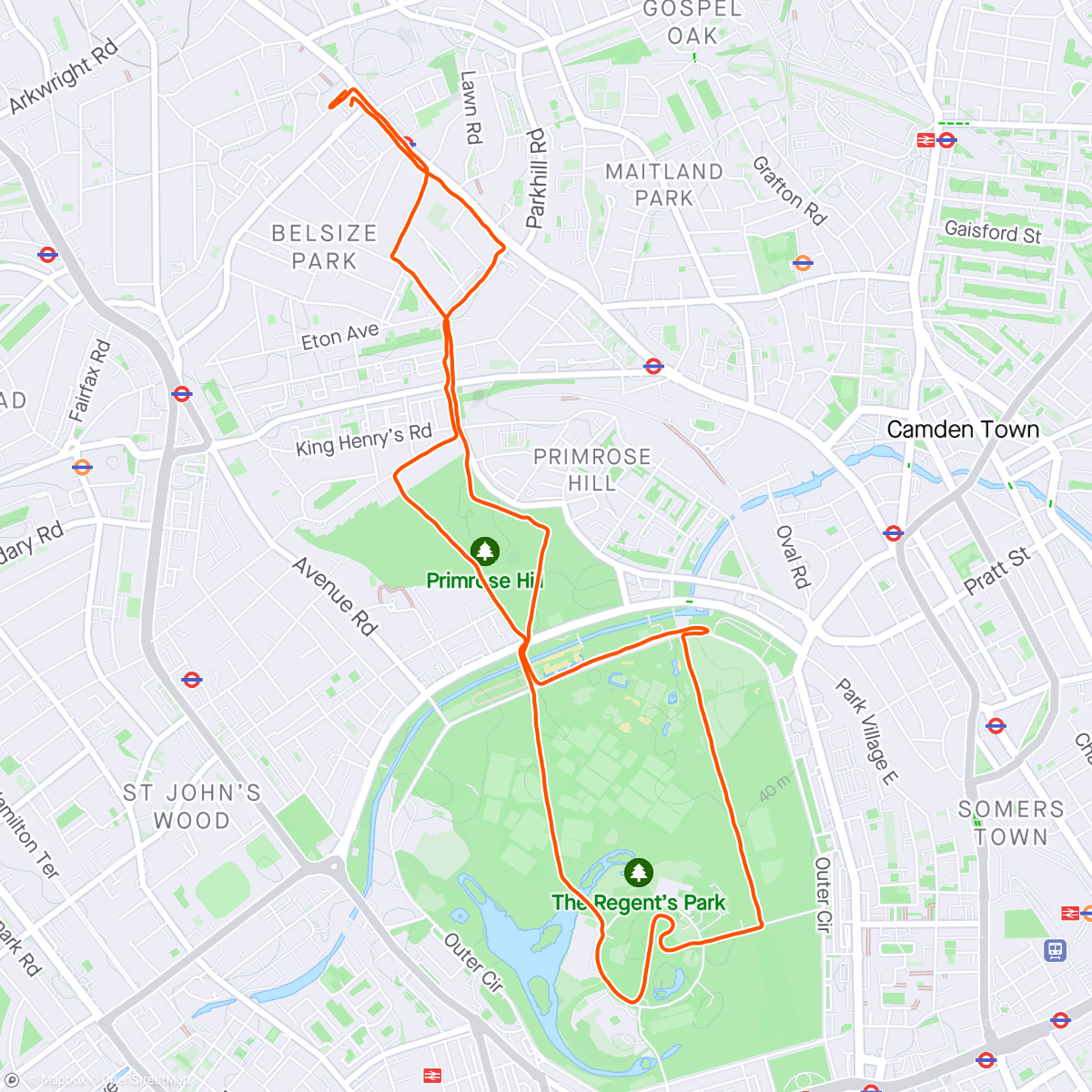 Map of the activity, Regent’s Park & Primrose Hill