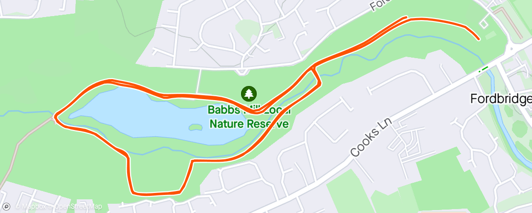 Map of the activity, Babb's Mill 5 km