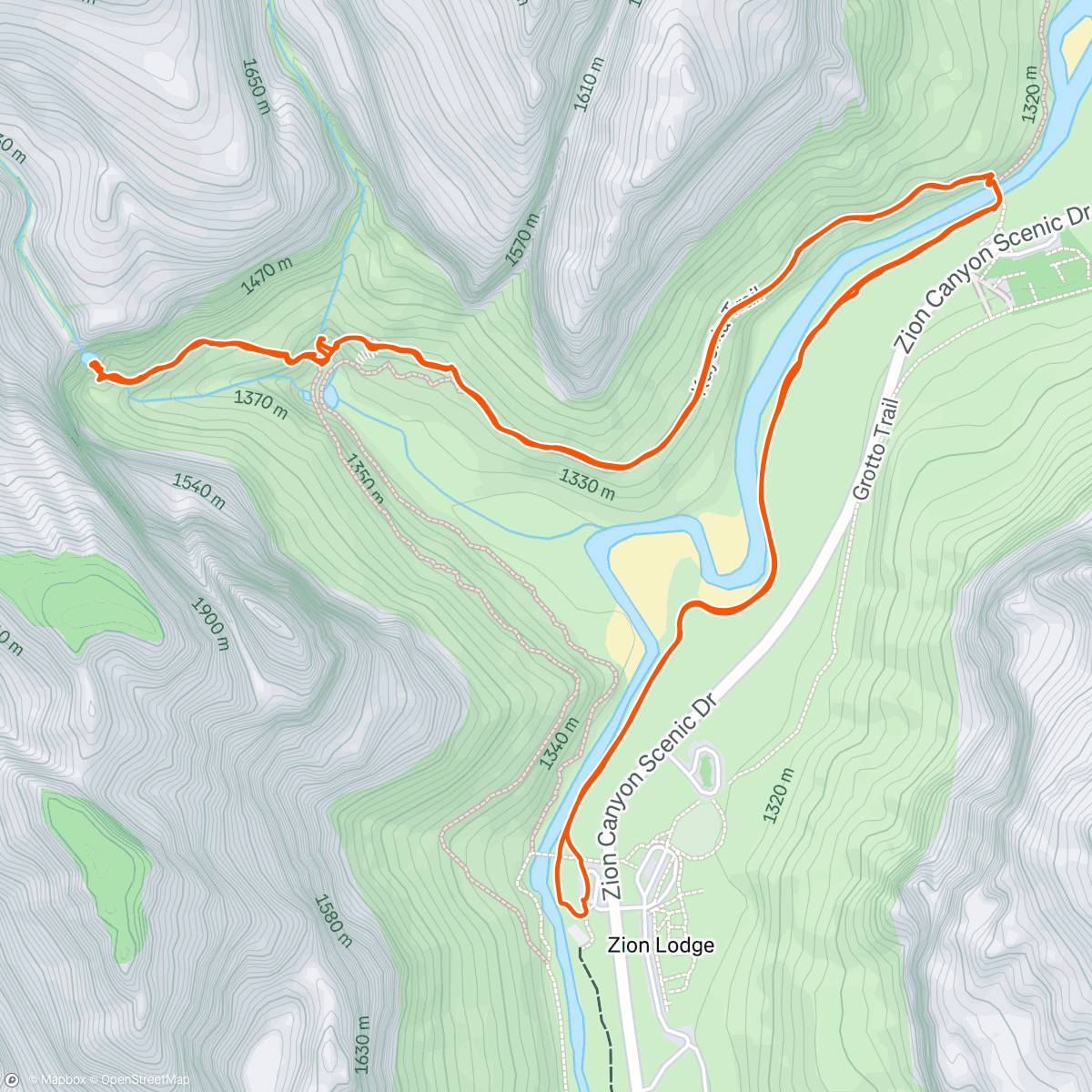 Map of the activity, Zion: Emerald Pools