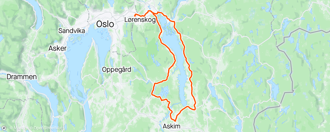 Mapa da atividade, Øyeren rundt med Pjall og Pedal