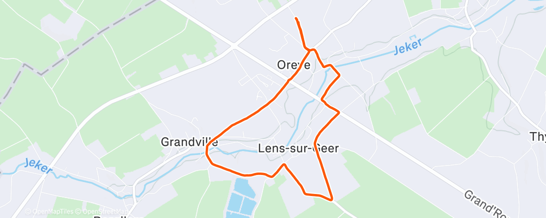 Map of the activity, Course à pied en soirée