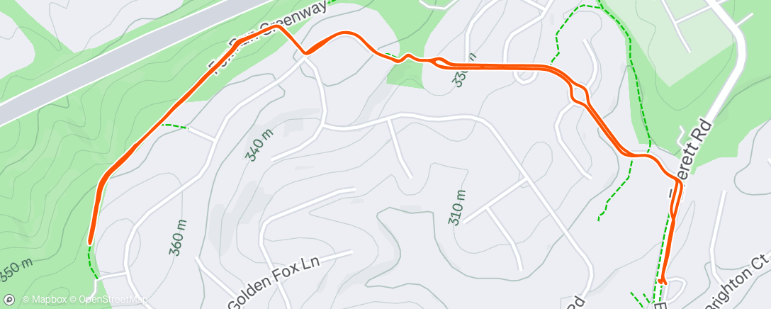 Map of the activity, Mindless Hill Repeats