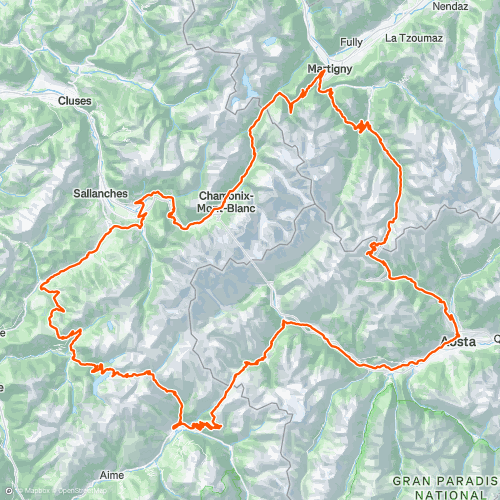 Tmb Tour Du Mont Blanc Approximatif 3228 Km Road Cycling Route