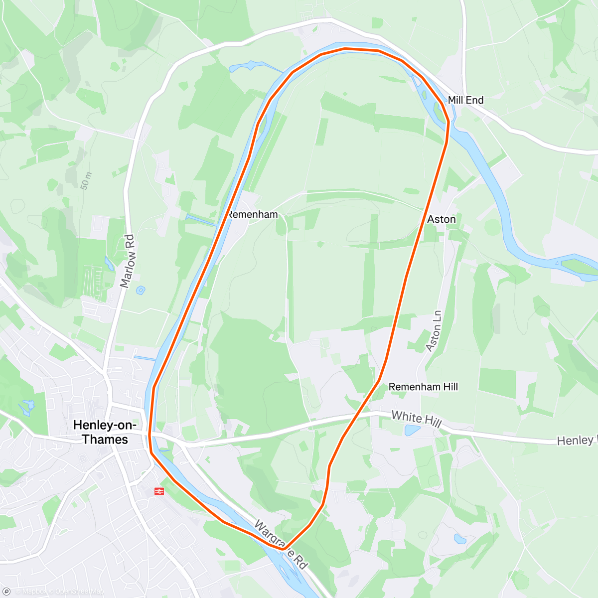 Map of the activity, EXR | Just Row in Henley