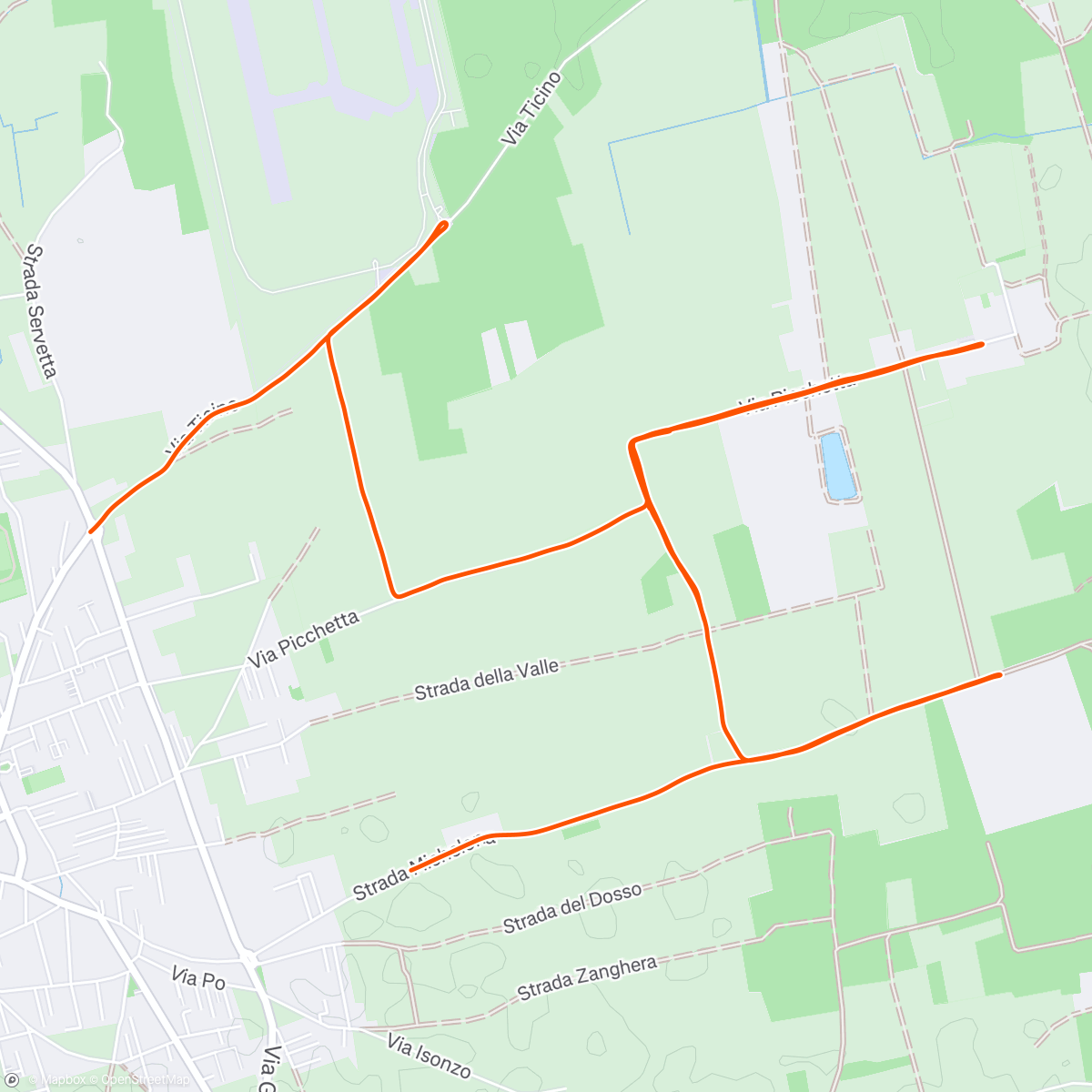 Map of the activity, 14 km run with 10x 1’ fast/1’ slow + 3 km in progression 🏃🏻‍♀️