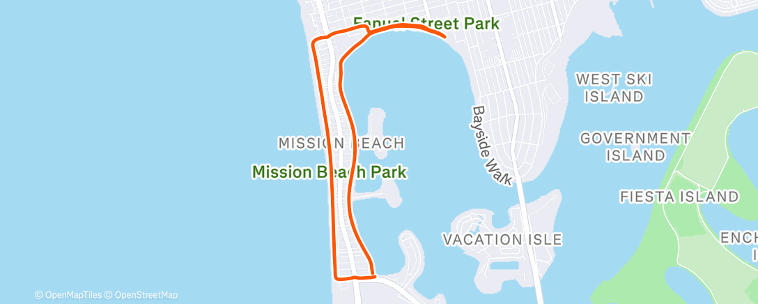 Map of the activity, 1/4 of Mission Bay