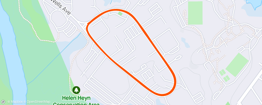 Map of the activity, Wells Ave - A Race