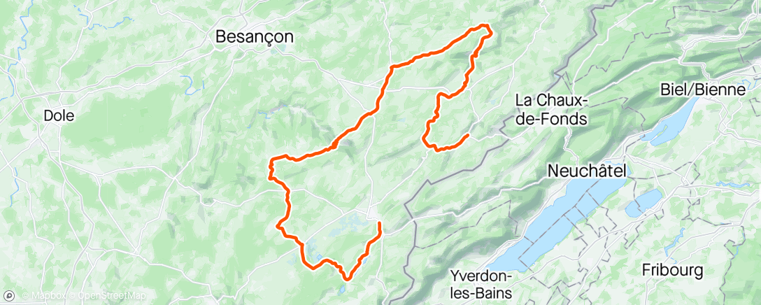 Map of the activity, Tour du Doubs