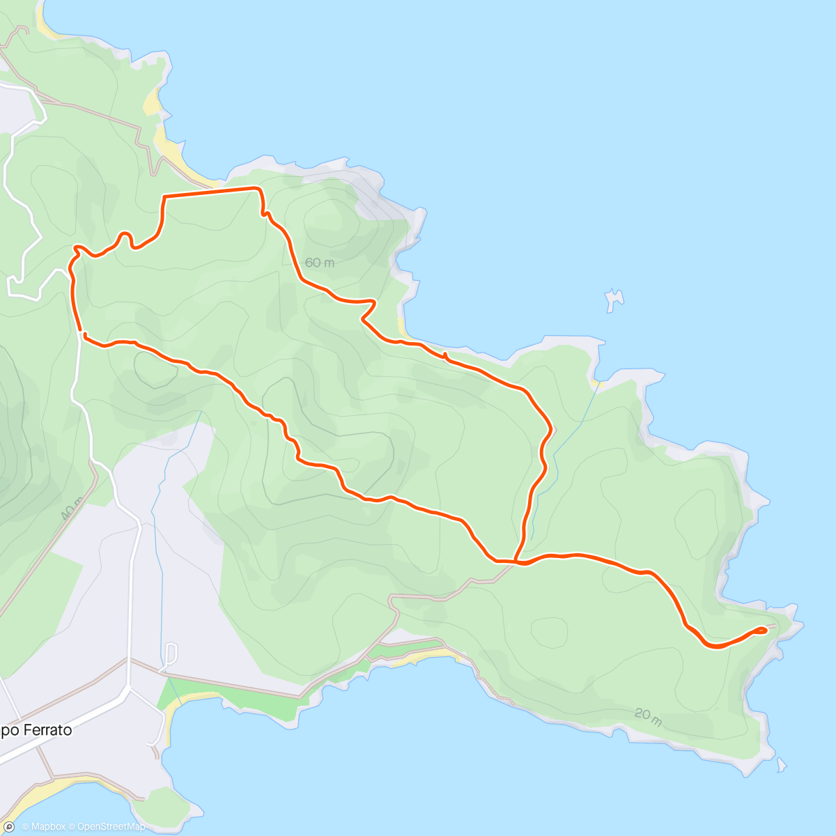Map of the activity, Capo Ferrato