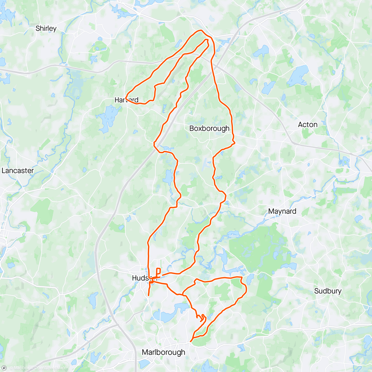 Map of the activity, Assabet River Bicycles WNR