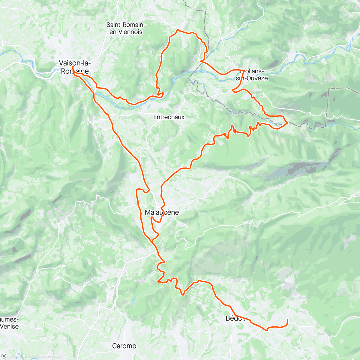 Mapa de la actividad, Vaison la Romaine - coffee ride