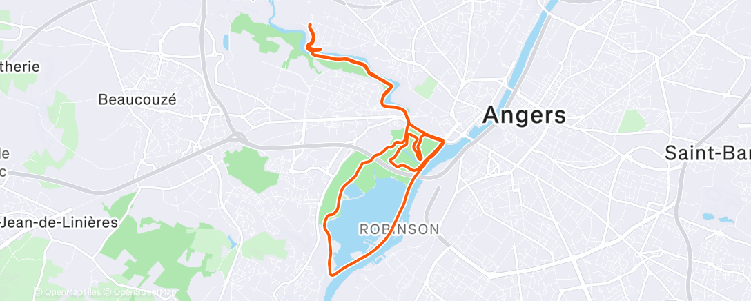 Map of the activity, Course à pied le midi