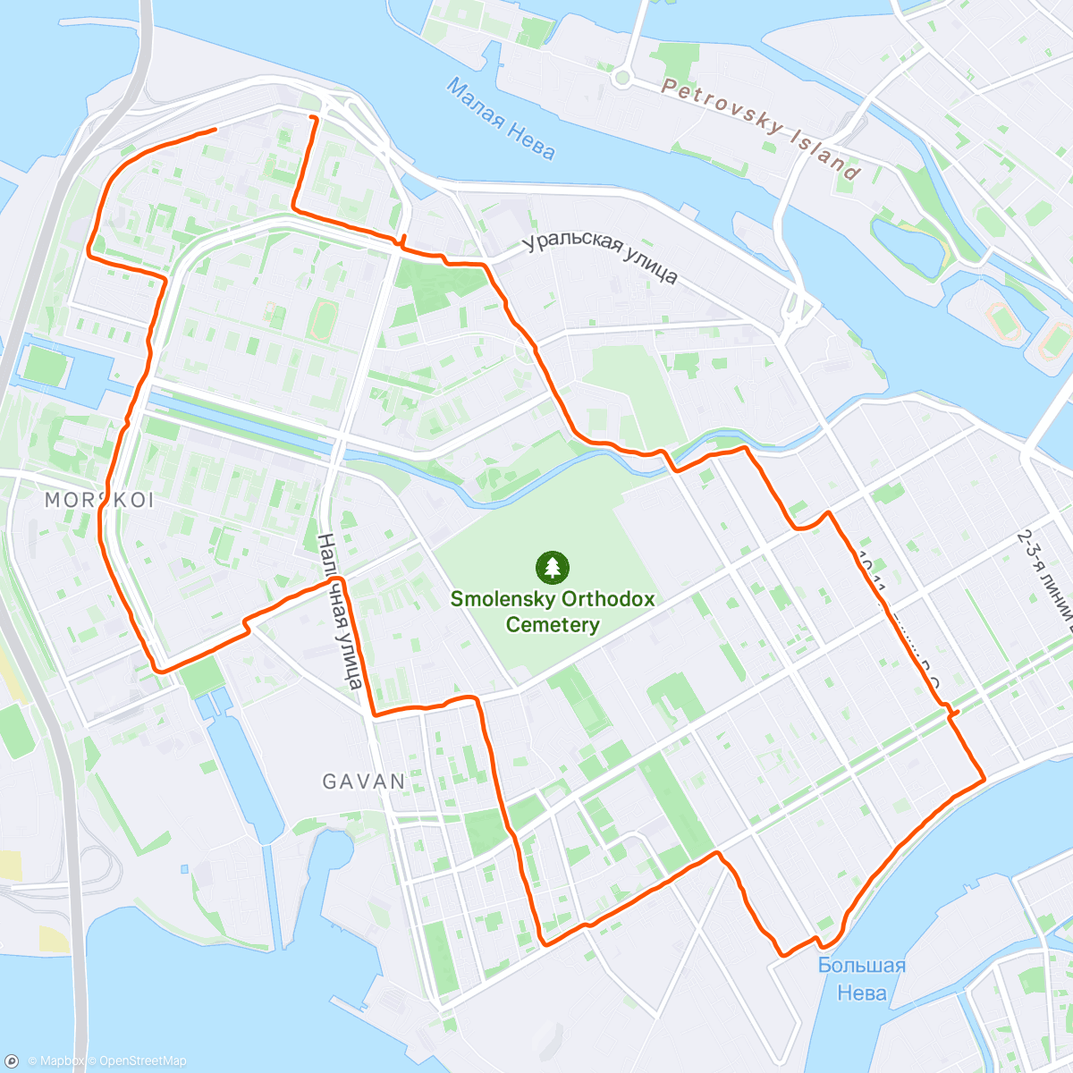 Map of the activity, Evening Run