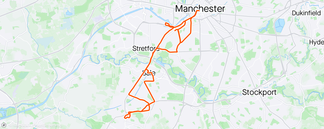Map of the activity, Manchester marathon (2:58:50)