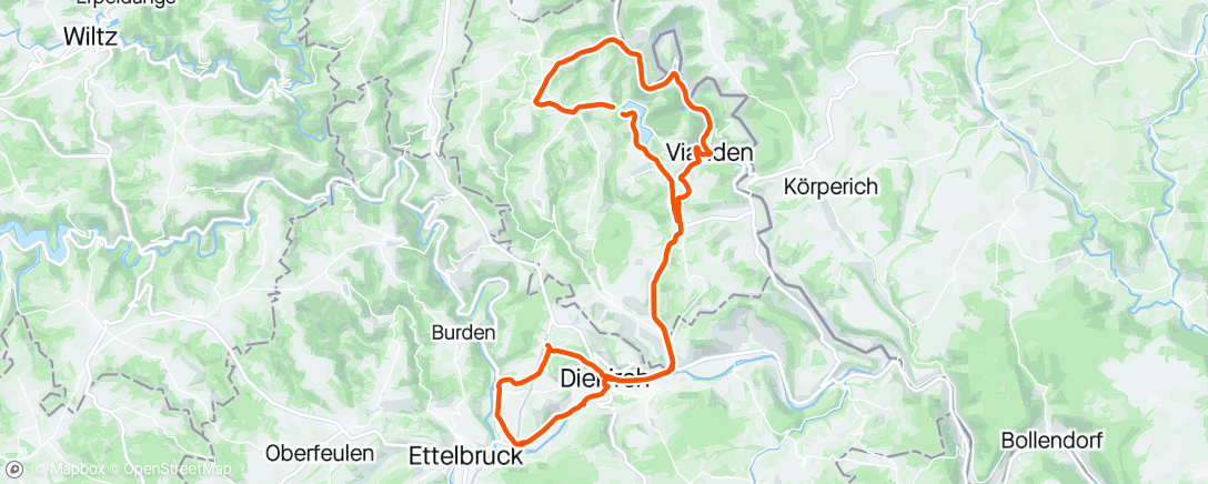 Mapa da atividade, Rondje Vianden -Putscheid - Diekirch