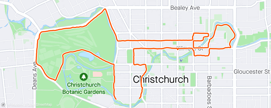 Map of the activity, Christchurch marathon course test run